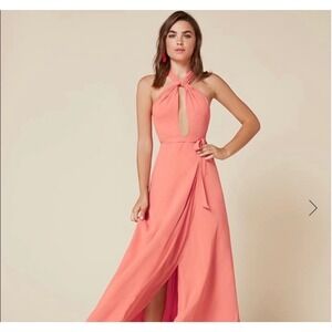 Reformation Coral Halter Maxi Dress Keyhole‎ Cutout Formal Occasion Party